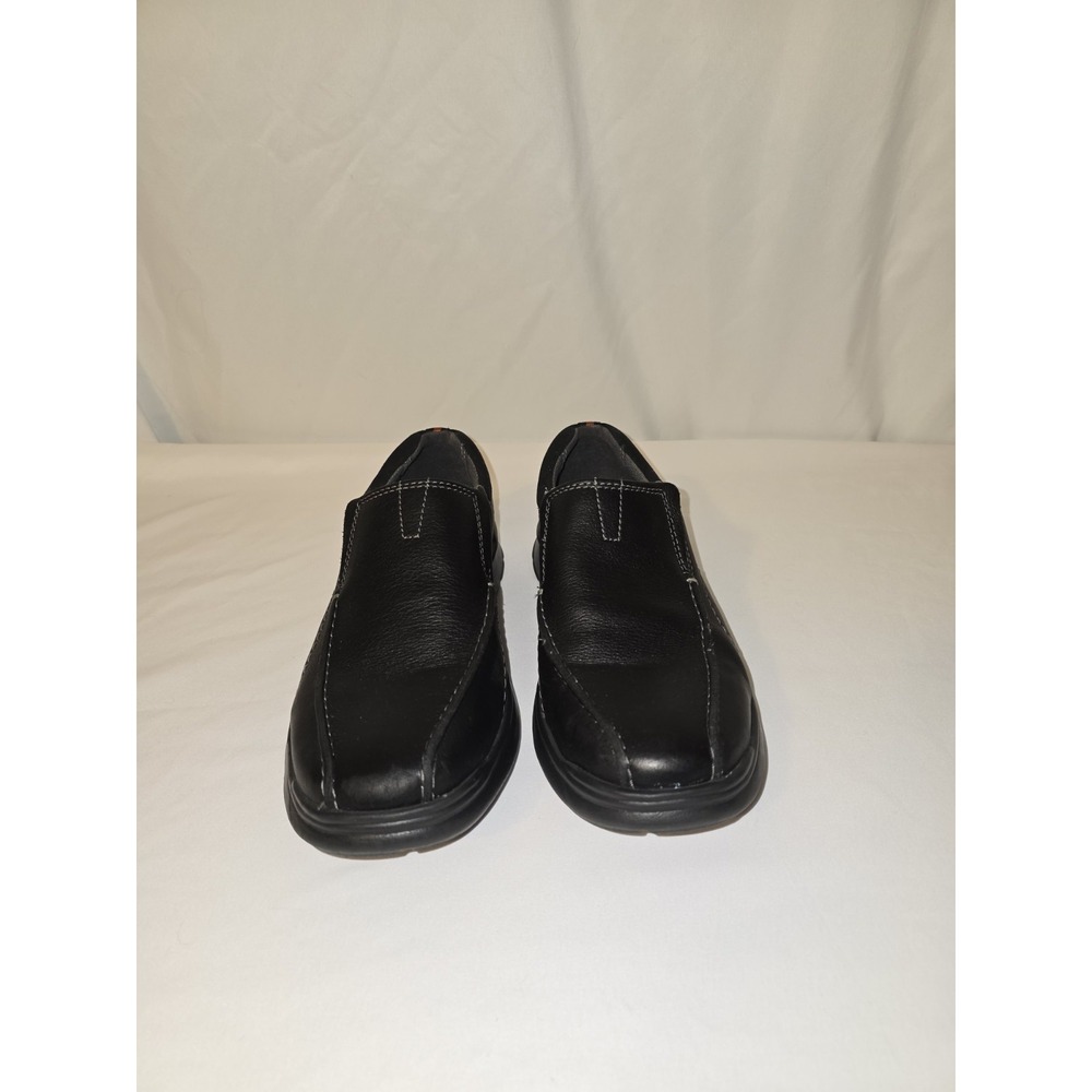 Clarks 14885 Mens Black Slip On Dress Loafers Shoes Size 9 Wide Square Toe NEW